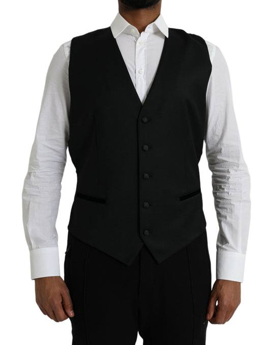 Chaleco de seda negro para vestir y formal