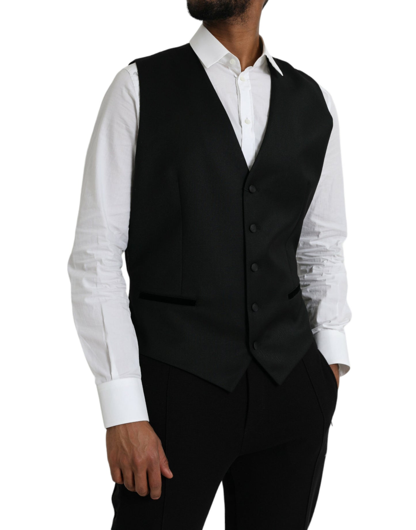 Chaleco de seda negro para vestir y formal