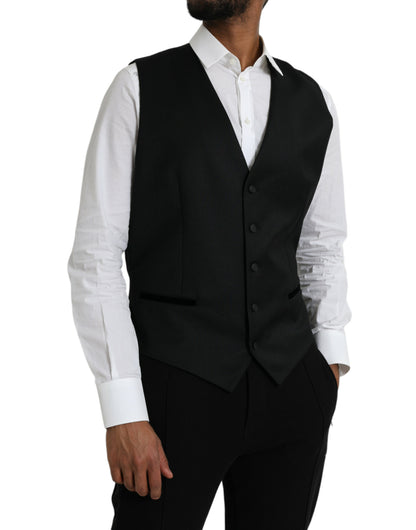Chaleco de seda negro para vestir y formal