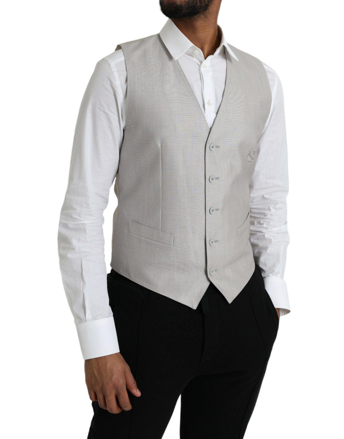 Chaleco formal de lana gris claro
