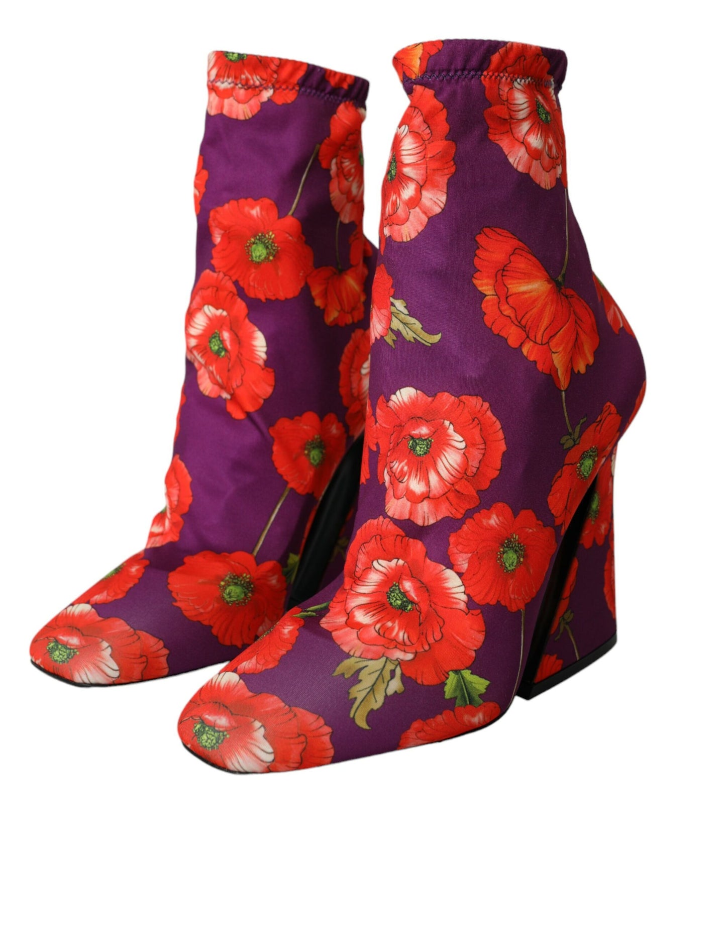 Botas elásticas de jersey con estampado floral morado