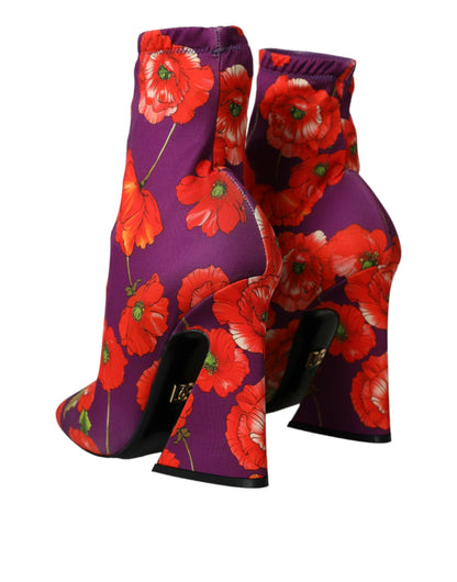 Botas elásticas de jersey con estampado floral morado