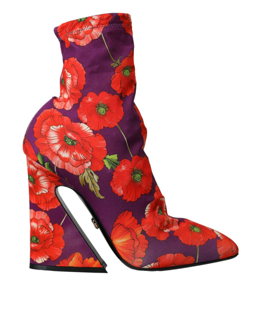 Botas elásticas de jersey con estampado floral morado