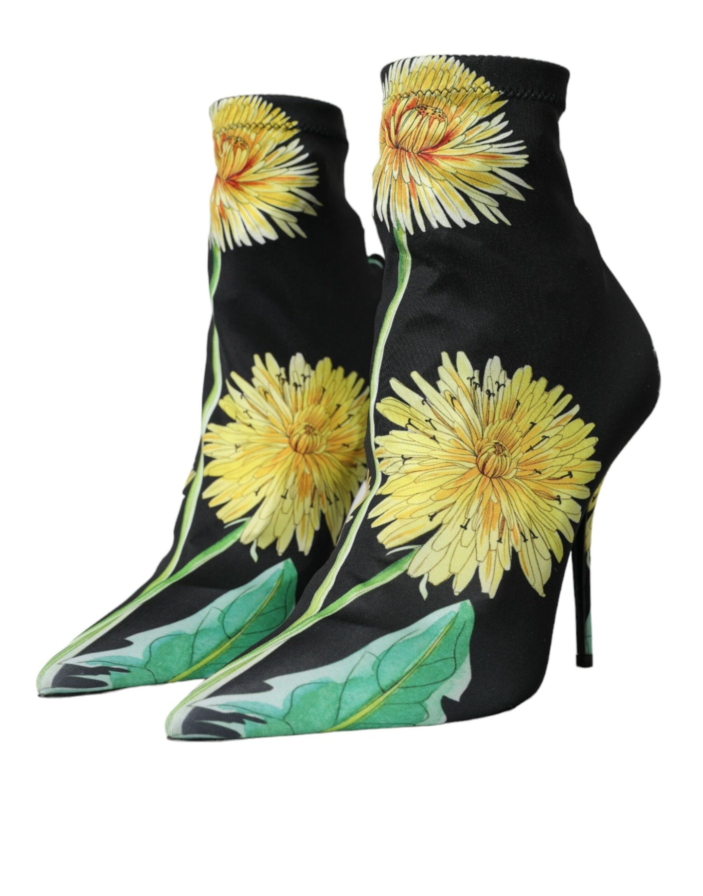 Botines elásticos de jersey con estampado floral negro