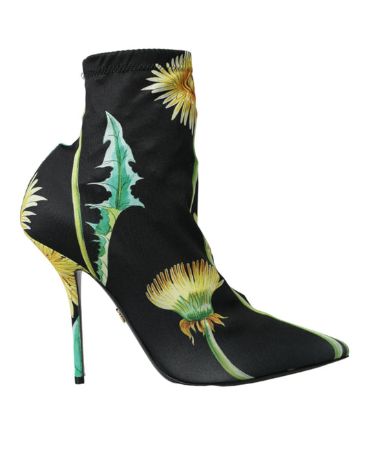 Botines elásticos de jersey con estampado floral negro