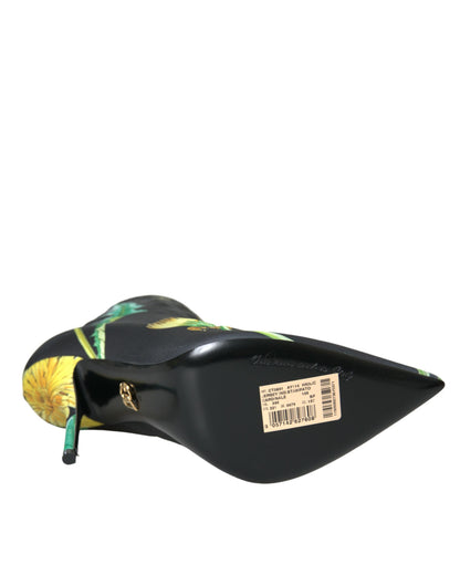 Botines elásticos de jersey con estampado floral negro