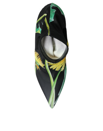 Botines elásticos de jersey con estampado floral negro