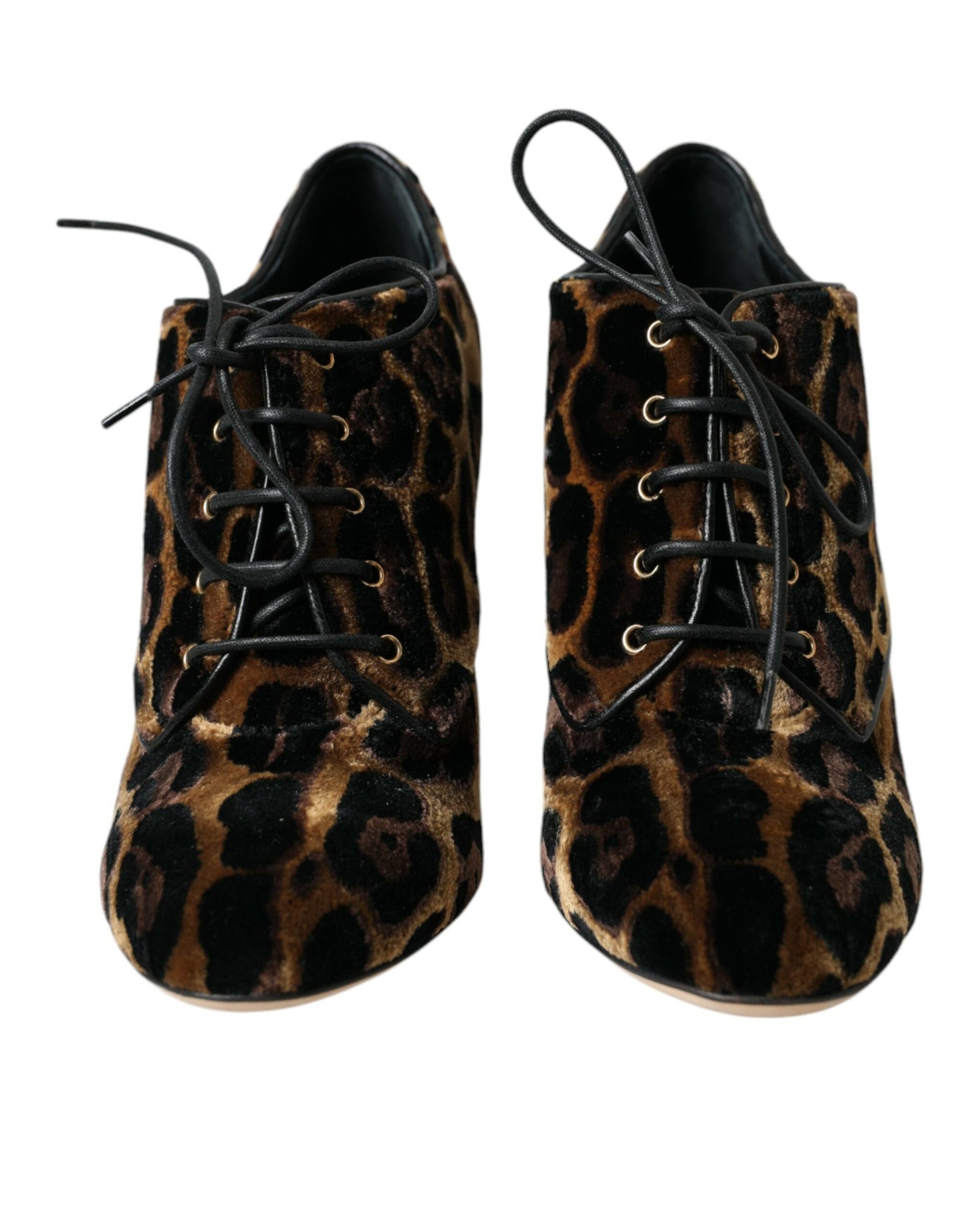 Botines con cordones de pelo de leopardo marrón