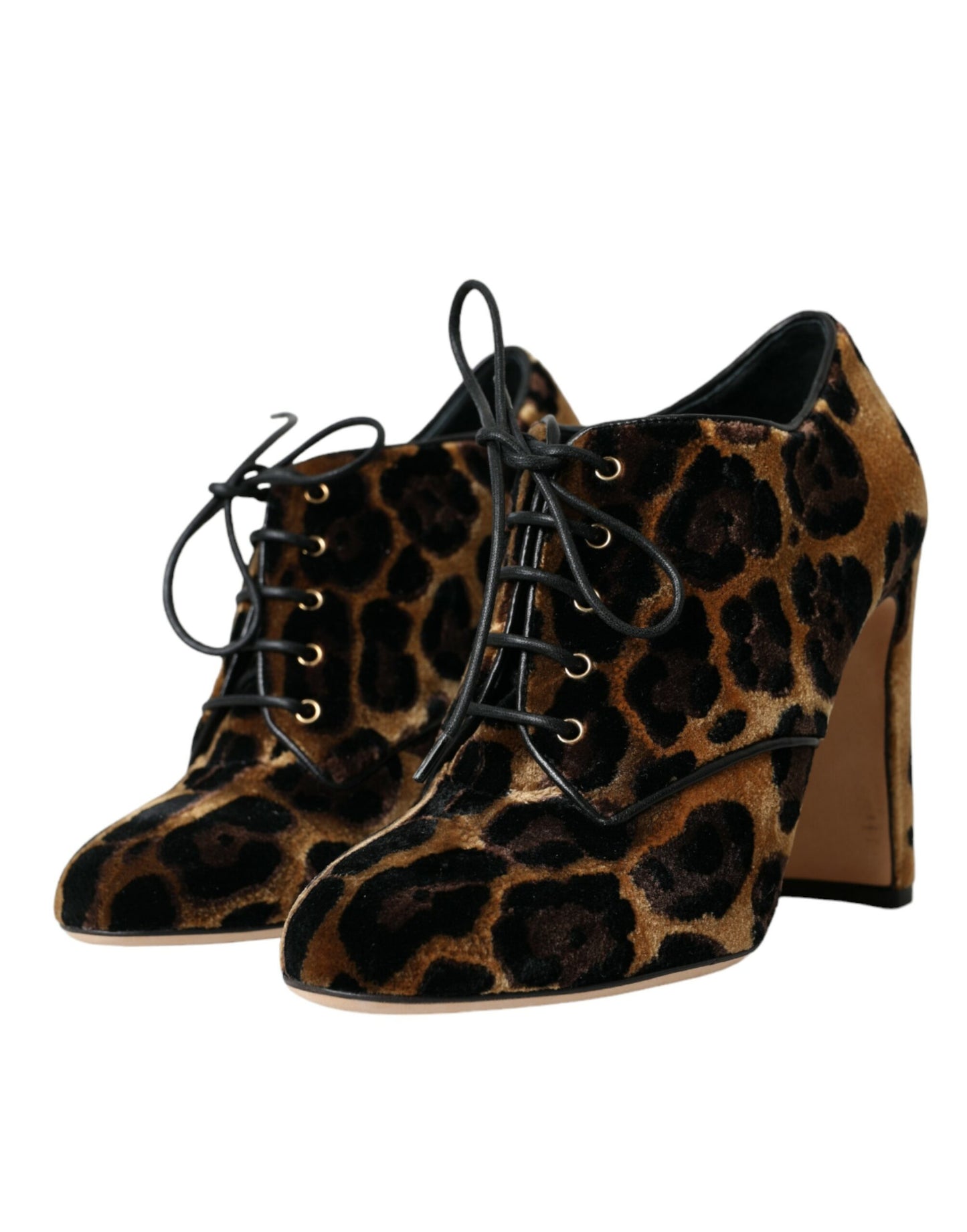 Botines con cordones de pelo de leopardo marrón