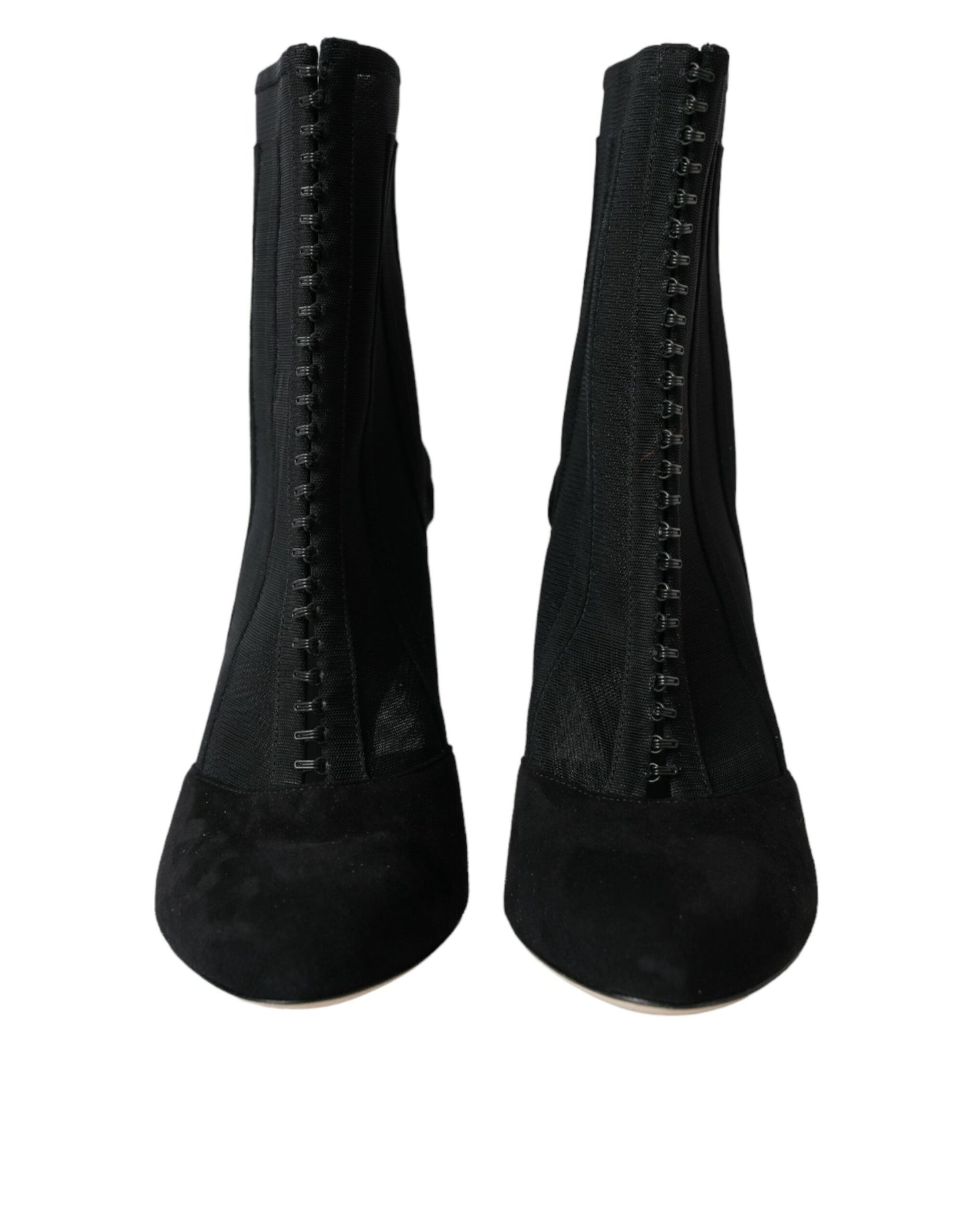 Botines de tacón de aguja de malla negra