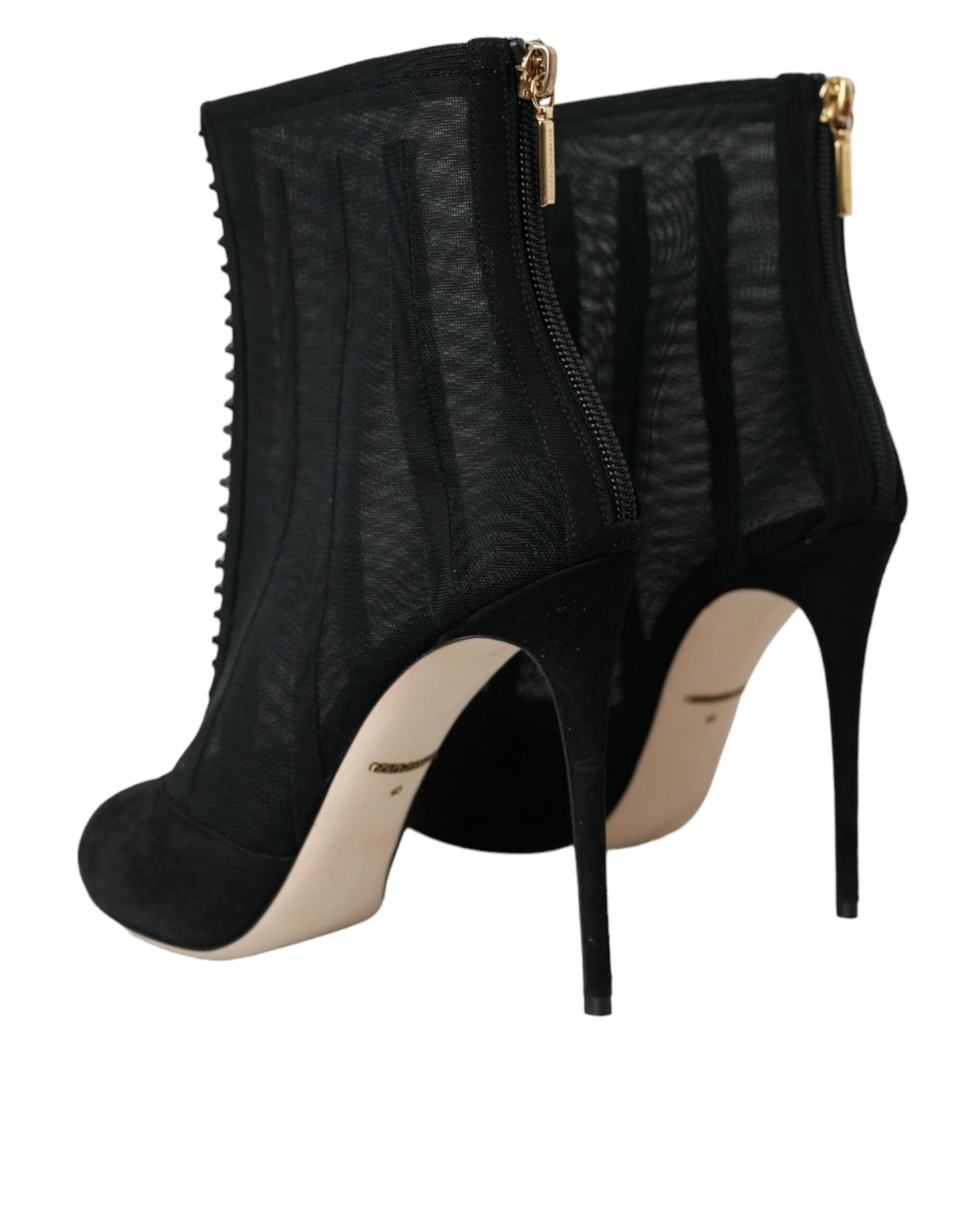 Botines de tacón de aguja de malla negra