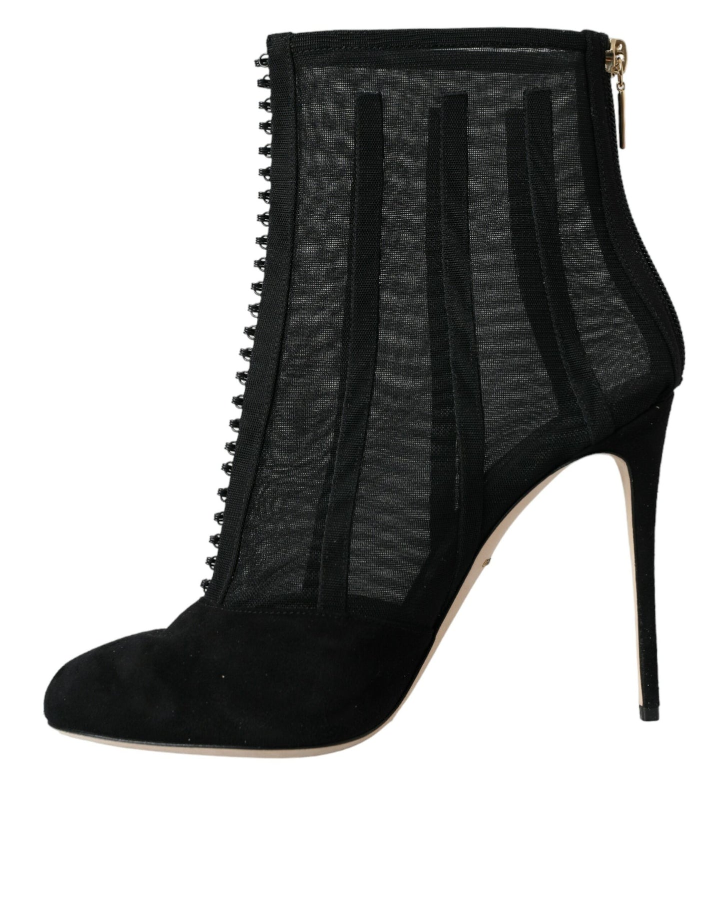 Botines de tacón de aguja de malla negra