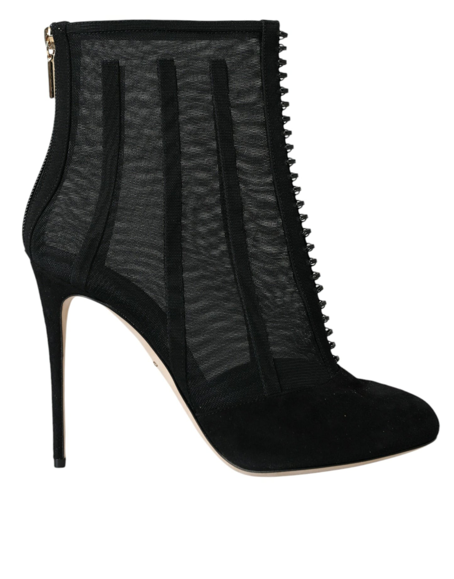 Botines de tacón de aguja de malla negra