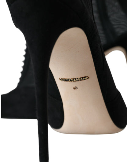 Botines de tacón de aguja de malla negra