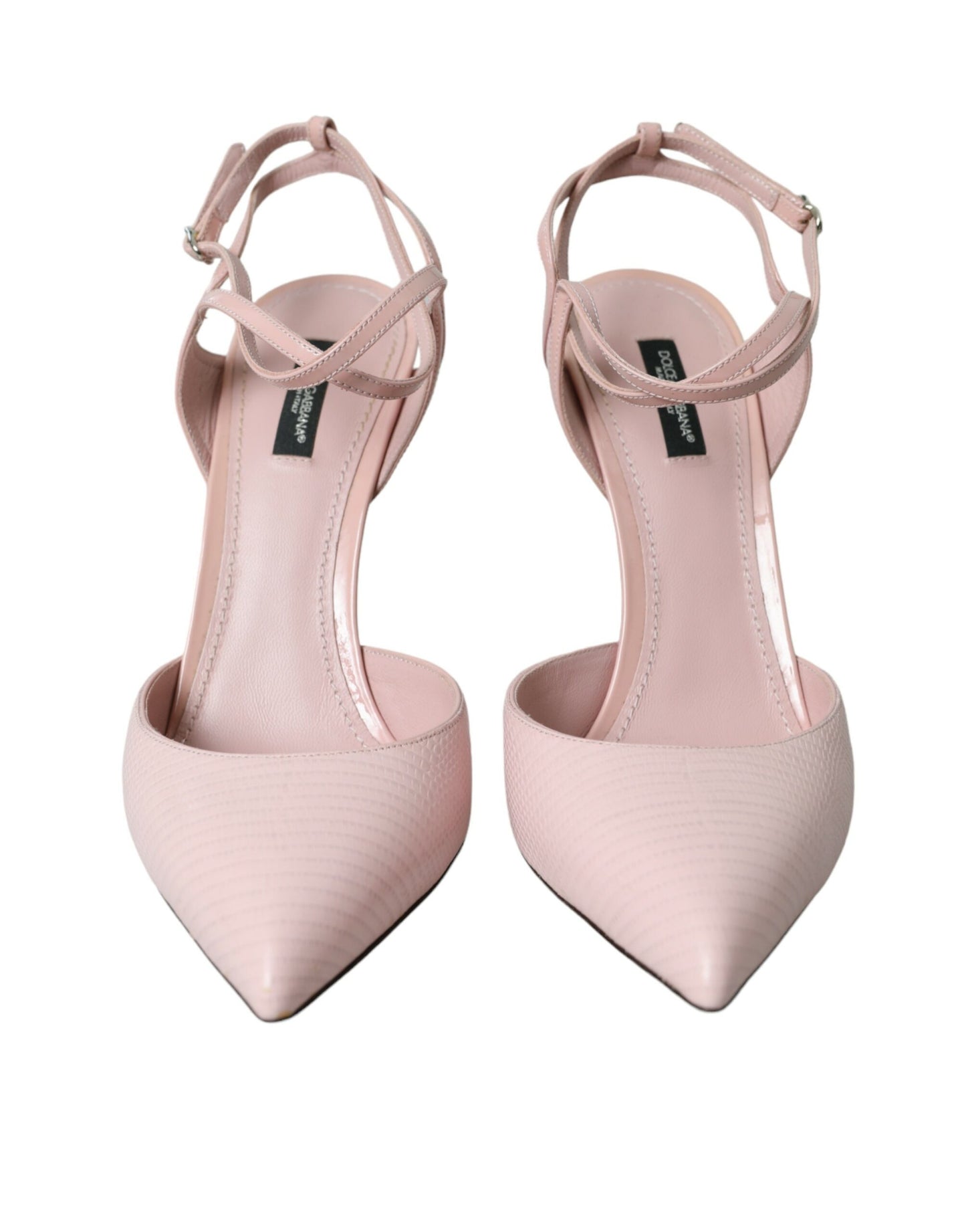 Zapatos de tacón con tiras al tobillo de cuero rosa