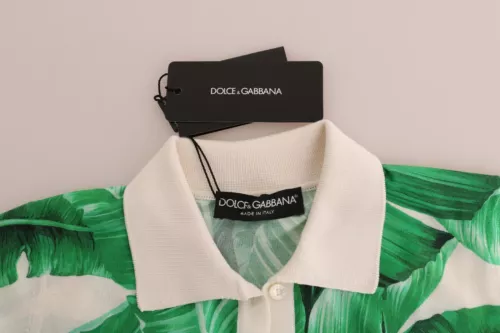 Camiseta polo de seda con estampado de plátano verde