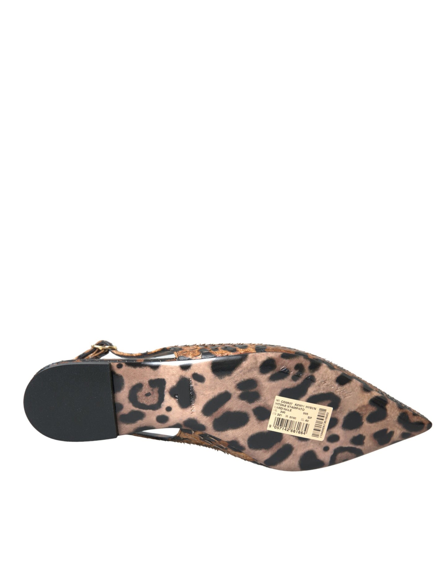 Zapatos de tira trasera de piel exótica de leopardo marrón