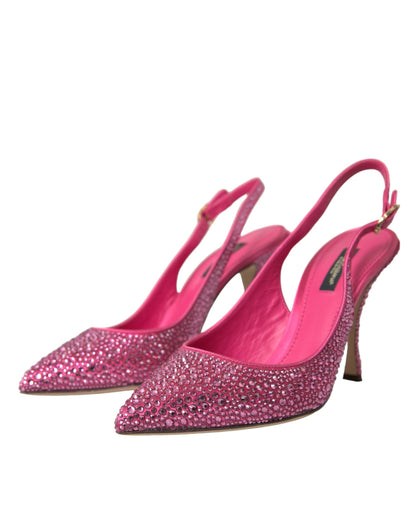Zapatos de tacón con cristales y tiras traseras rosas