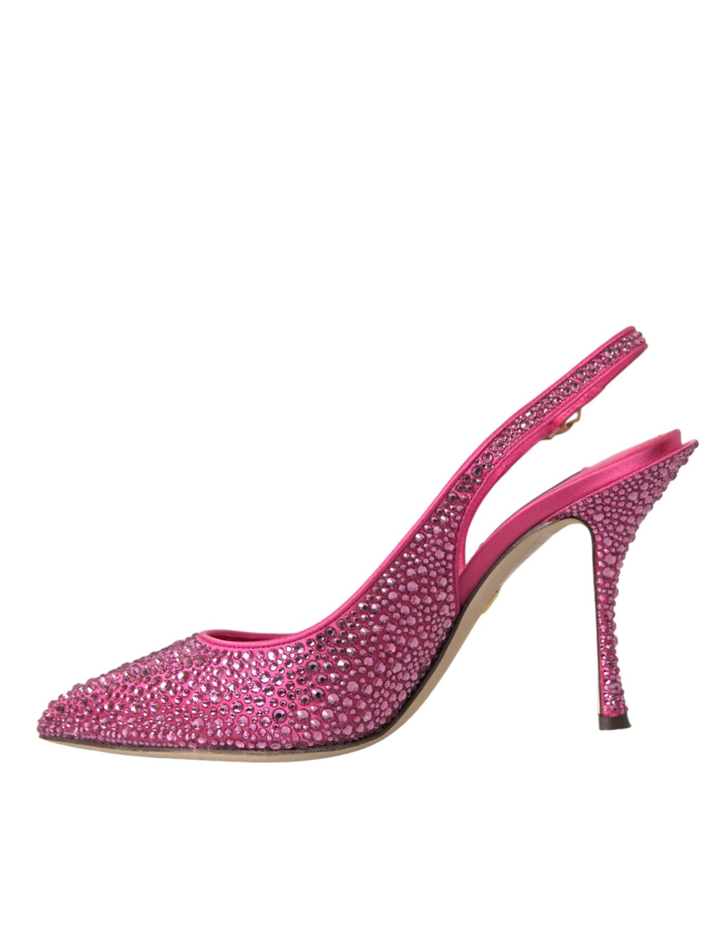 Zapatos de tacón con cristales y tiras traseras rosas