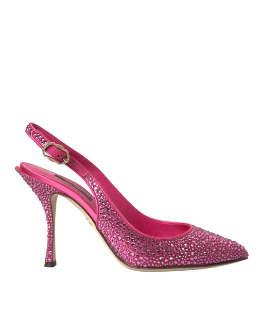 Zapatos de tacón con cristales y tiras traseras rosas
