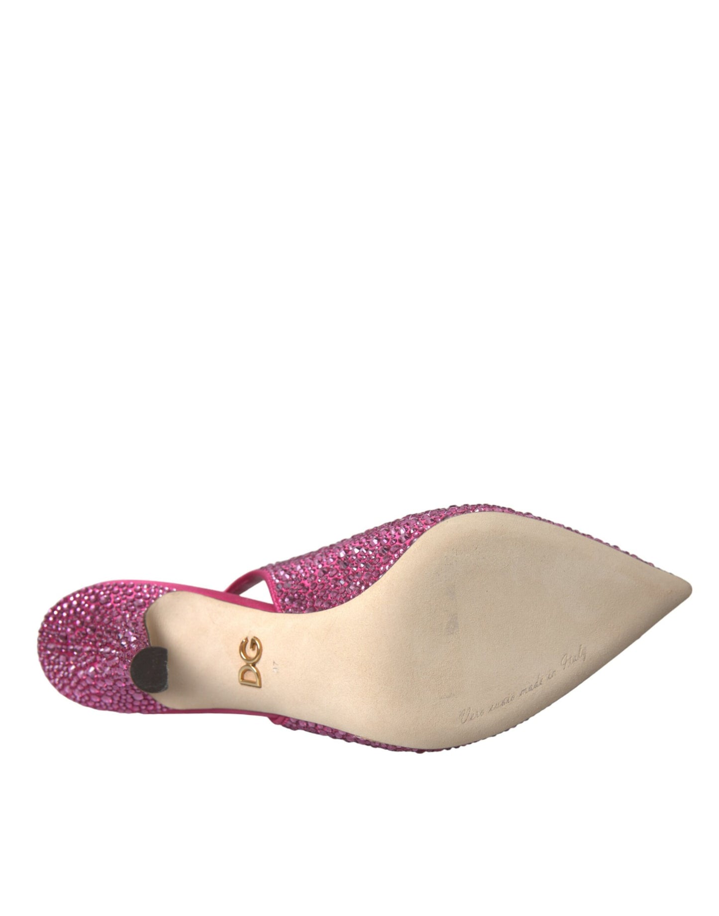 Zapatos de tacón con cristales y tiras traseras rosas
