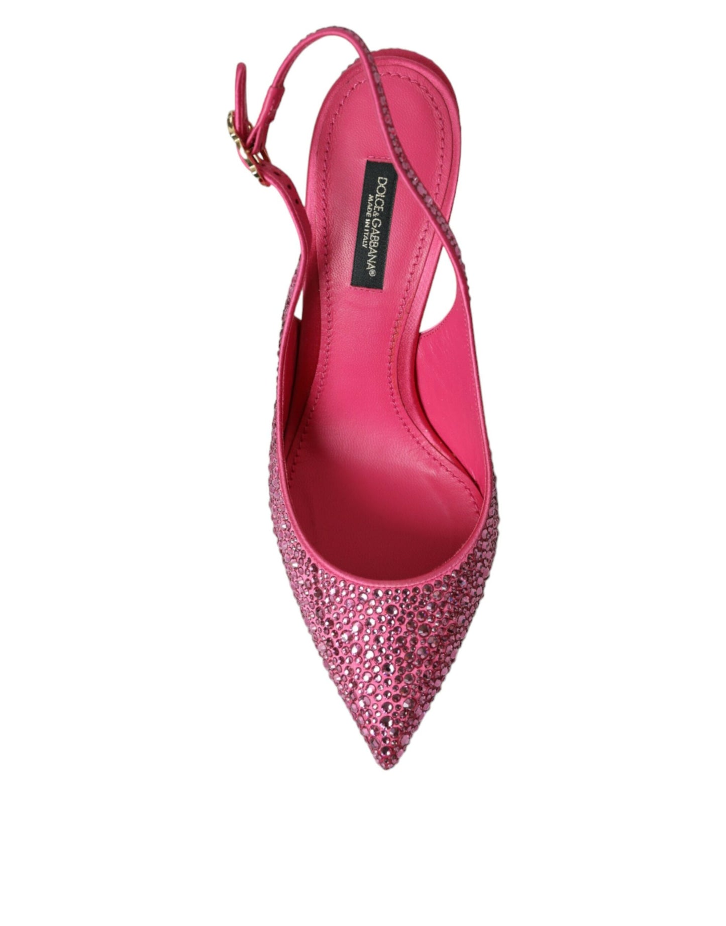 Zapatos de tacón con cristales y tiras traseras rosas