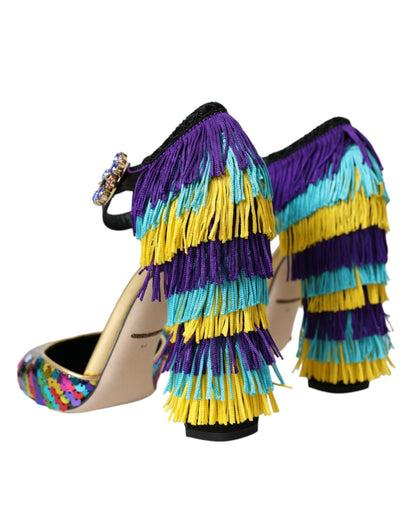 Zapatos Mary Jane con cristales y lentejuelas multicolores
