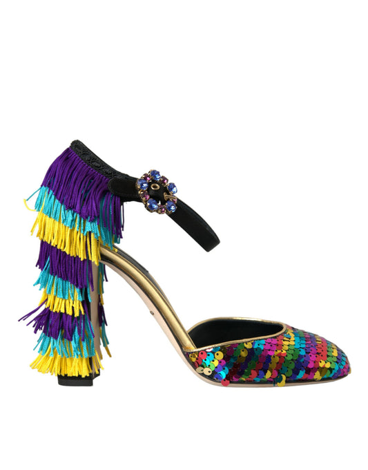Zapatos Mary Jane con cristales y lentejuelas multicolores