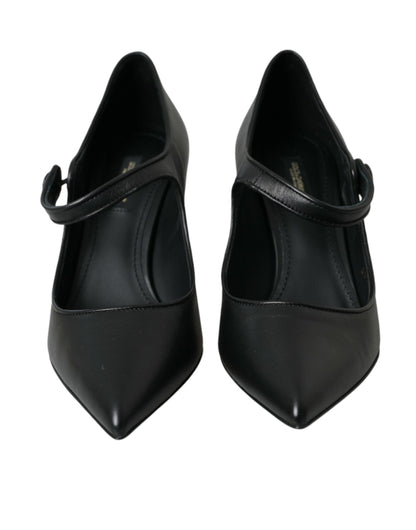Zapatos Mary Jane de tacón con logo en cuero negro