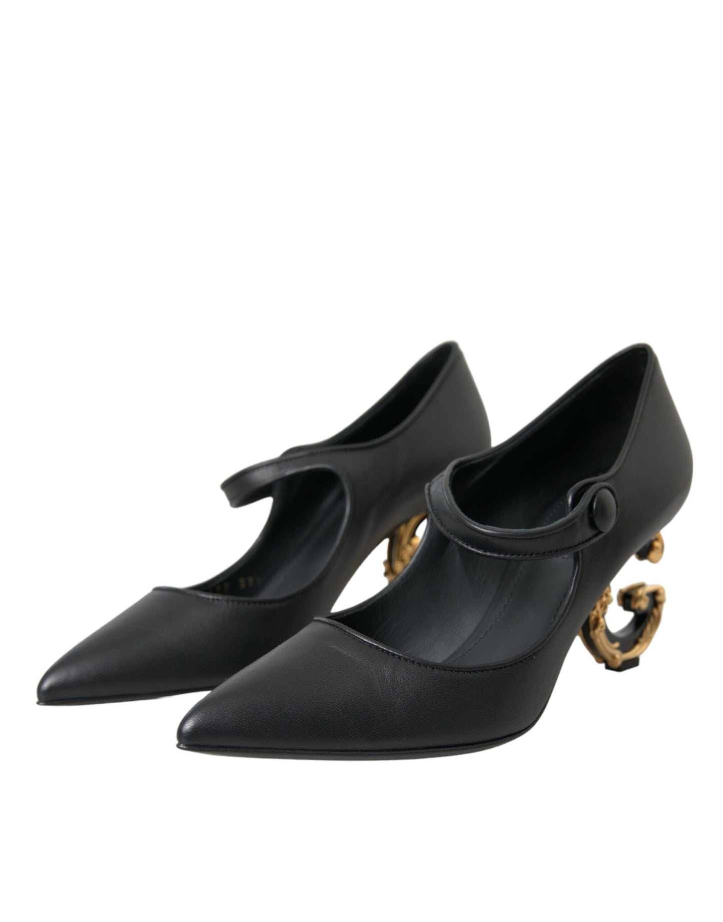 Zapatos Mary Jane de tacón con logo en cuero negro