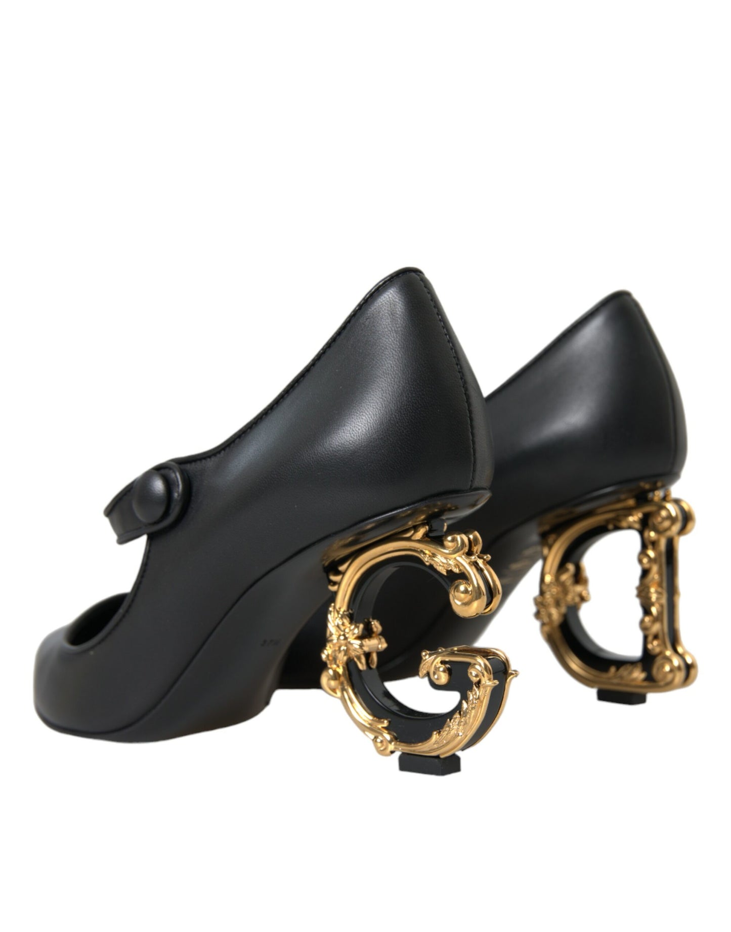 Zapatos Mary Jane de tacón con logo en cuero negro
