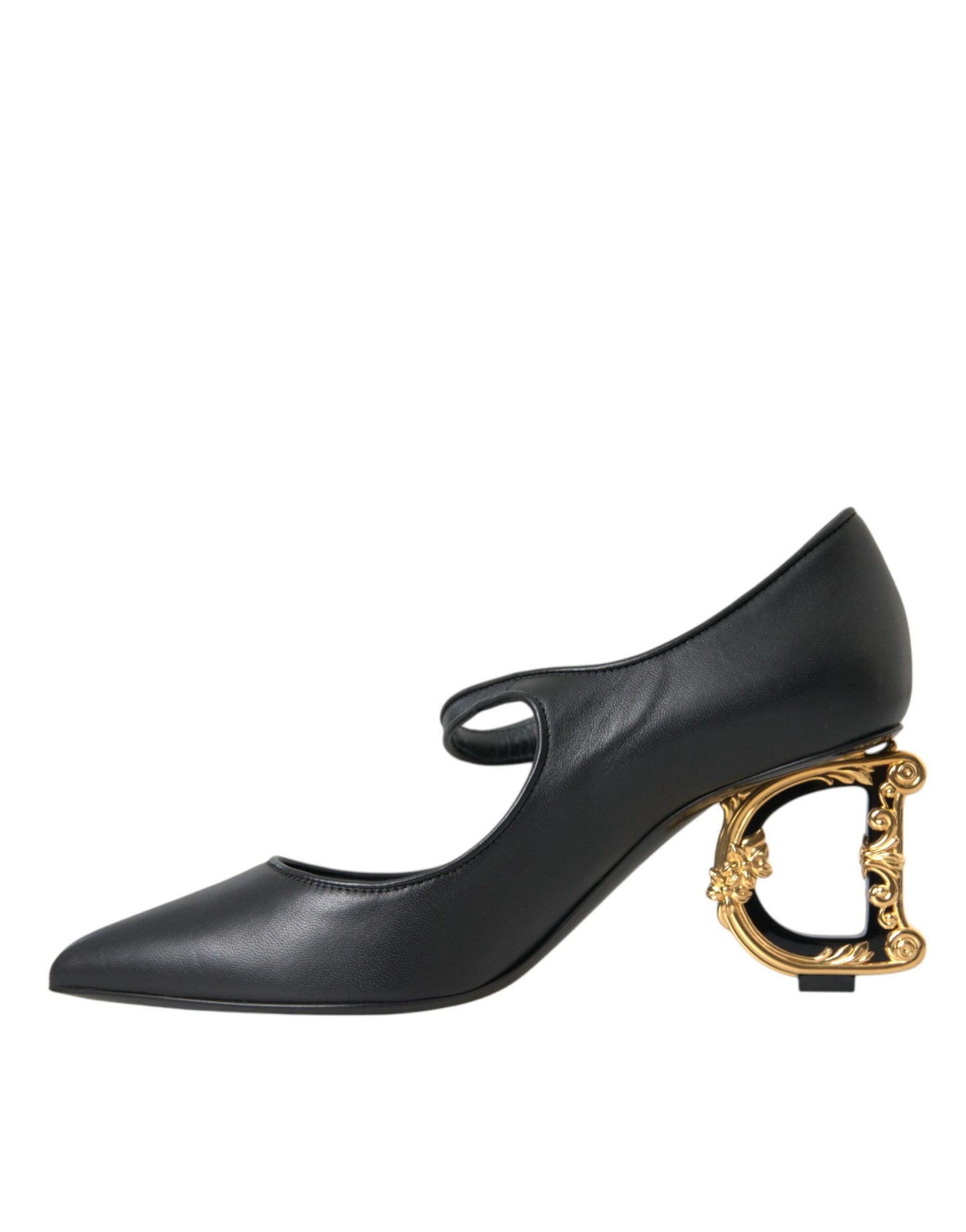 Zapatos Mary Jane de tacón con logo en cuero negro