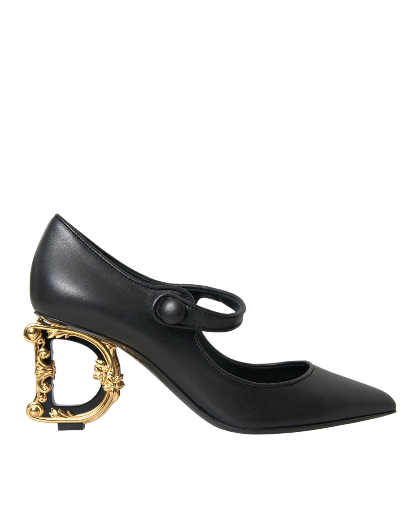 Zapatos Mary Jane de tacón con logo en cuero negro