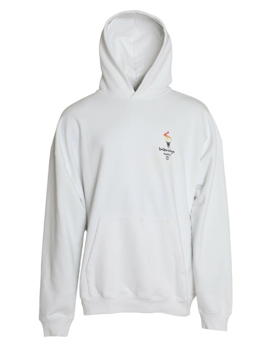 Sudadera con capucha y logotipo de algodón blanco