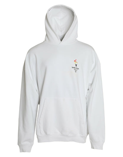 Sudadera con capucha y logotipo de algodón blanco