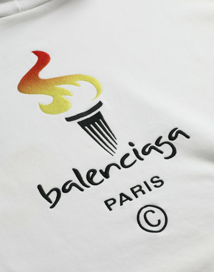 Sudadera con capucha y logotipo de algodón blanco