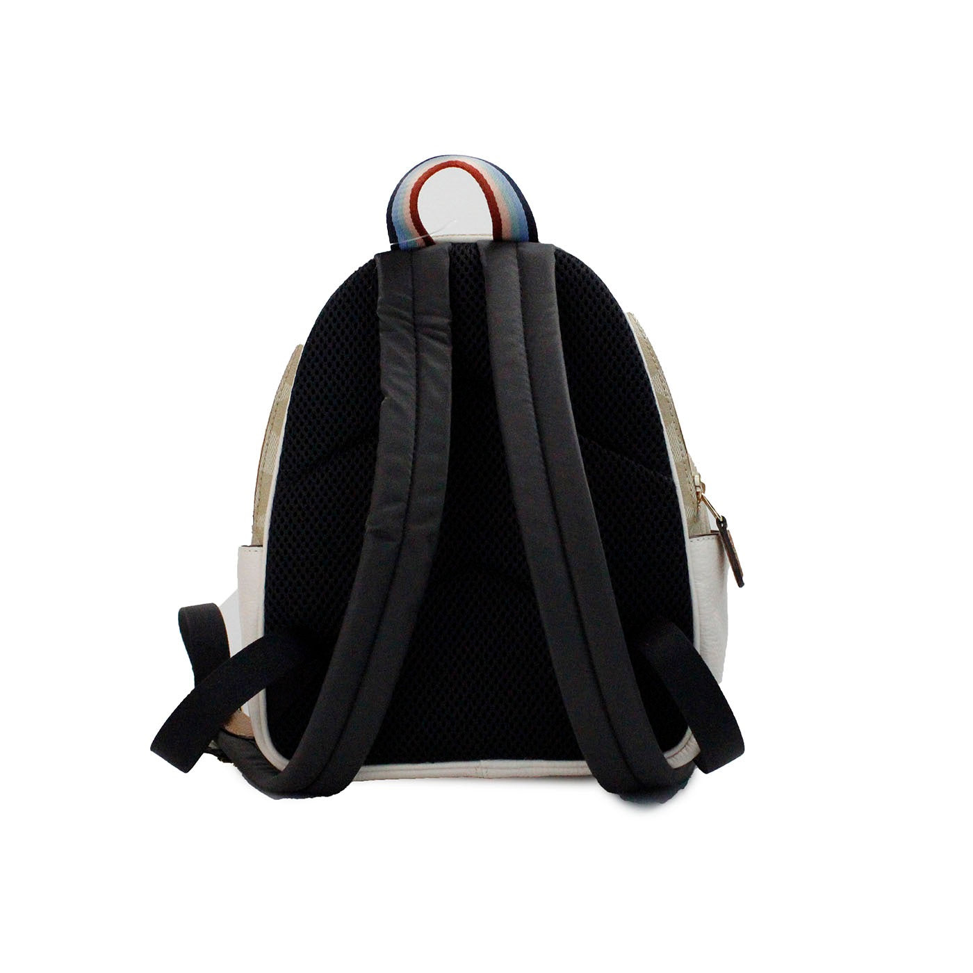 Mochila de hombro Mini Court Signature con motivo de pera, color tiza y caramelo