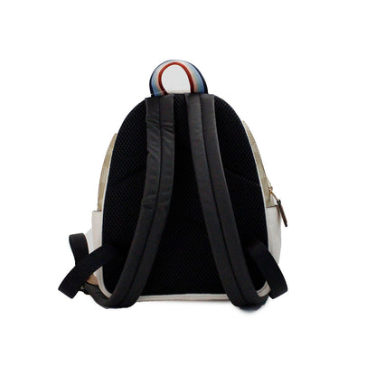 Mochila de hombro Mini Court Signature con motivo de pera, color tiza y caramelo