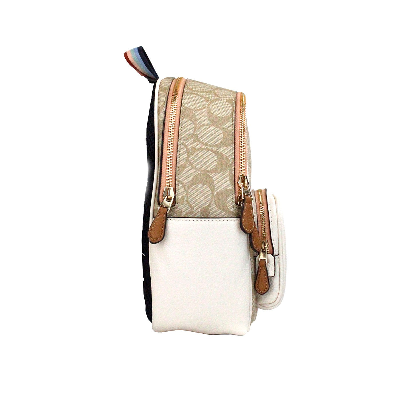 Mochila de hombro Mini Court Signature con motivo de pera, color tiza y caramelo