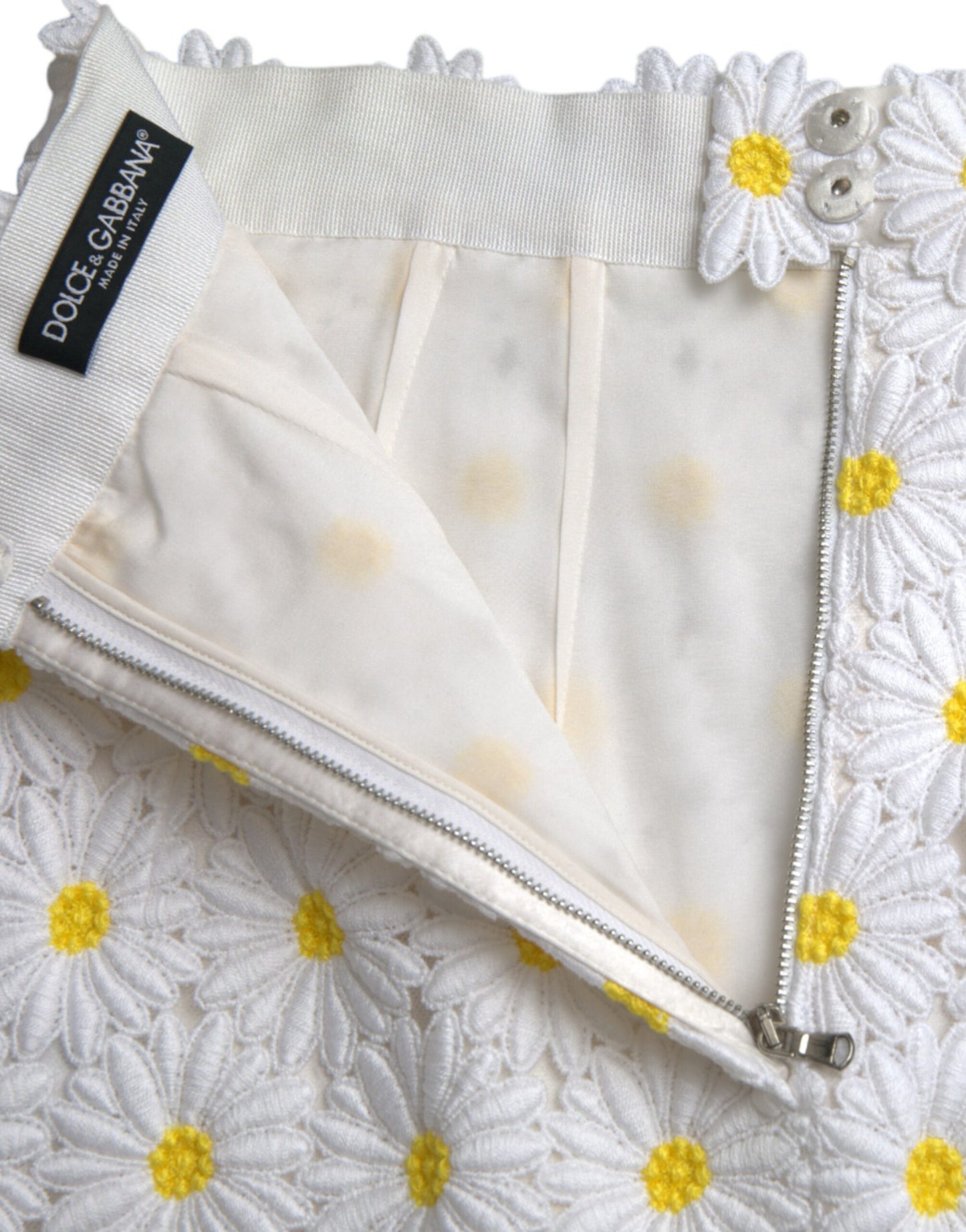 Minifalda blanca floral de corte A