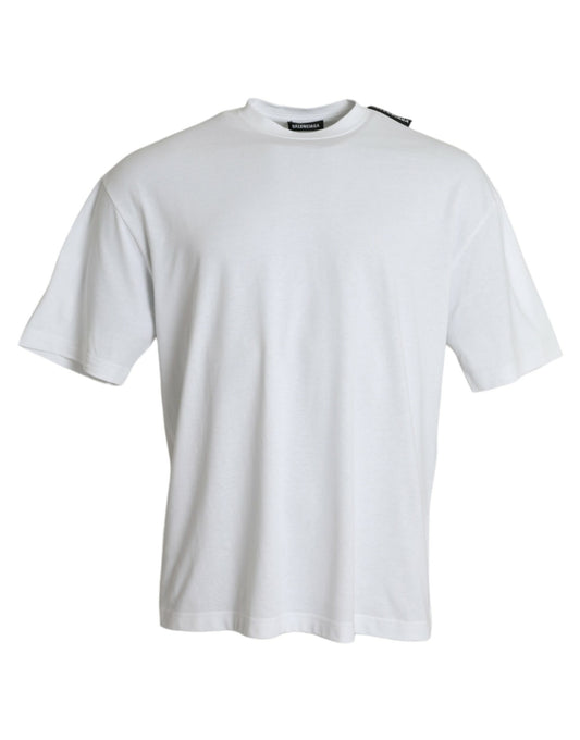 Camiseta de cuello redondo de jersey de algodón blanco roto