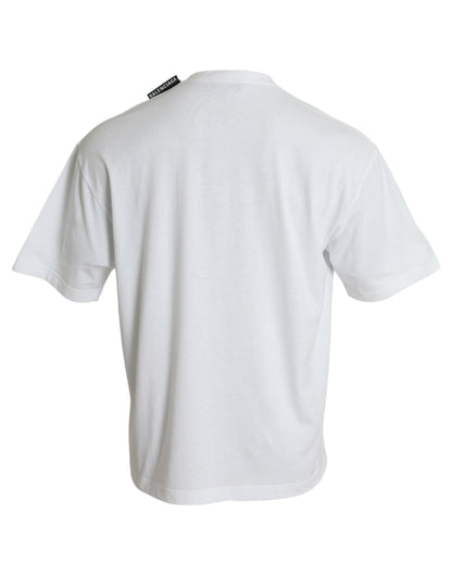Camiseta de cuello redondo de jersey de algodón blanco roto