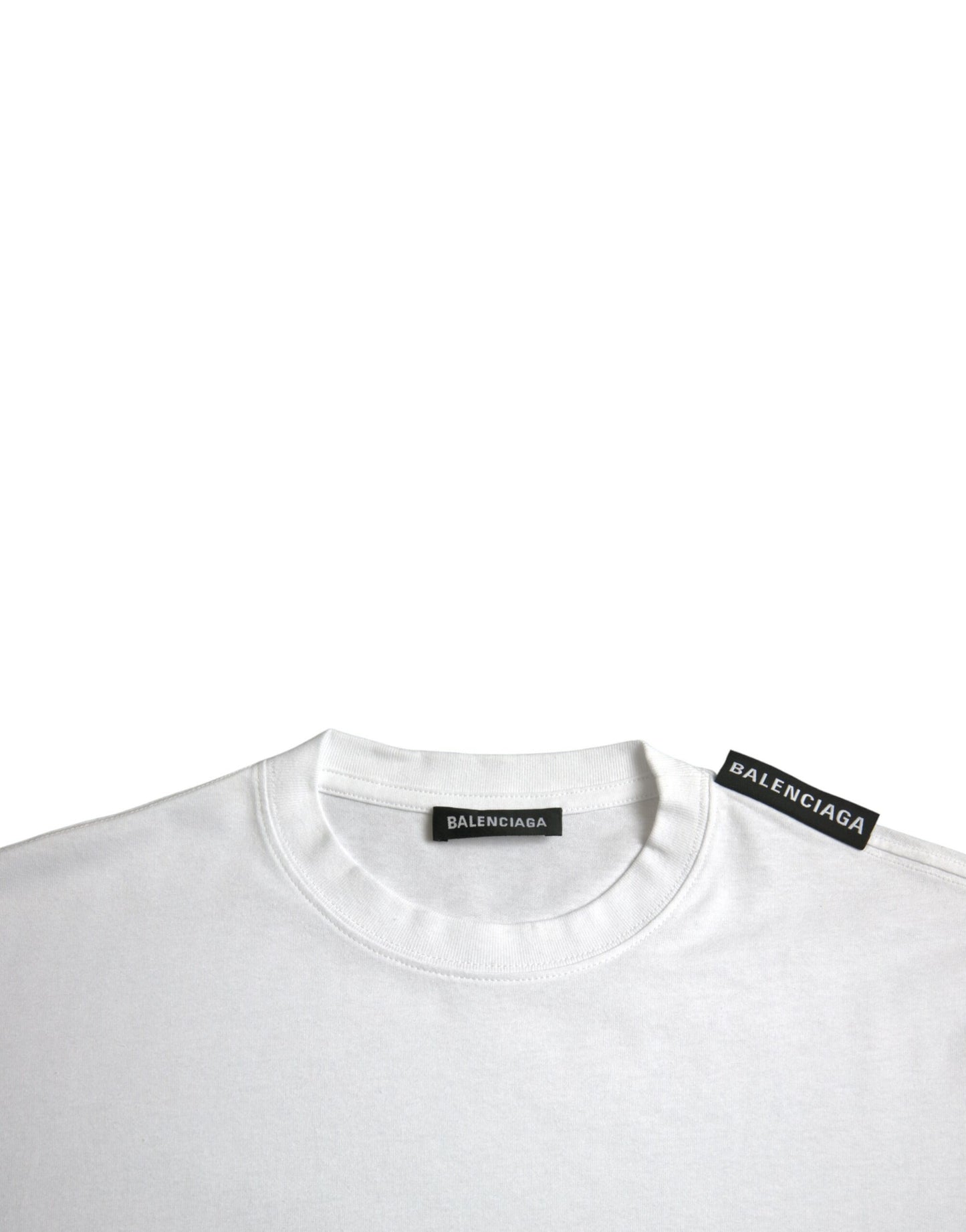 Camiseta de cuello redondo de jersey de algodón blanco roto