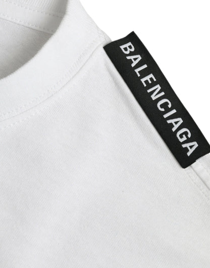 Camiseta de cuello redondo de jersey de algodón blanco roto
