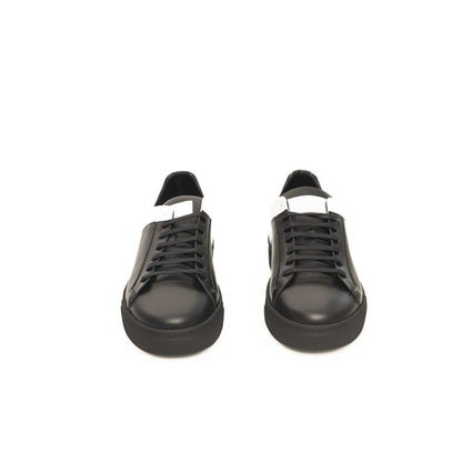 Zapatillas de cuero negro para hombre