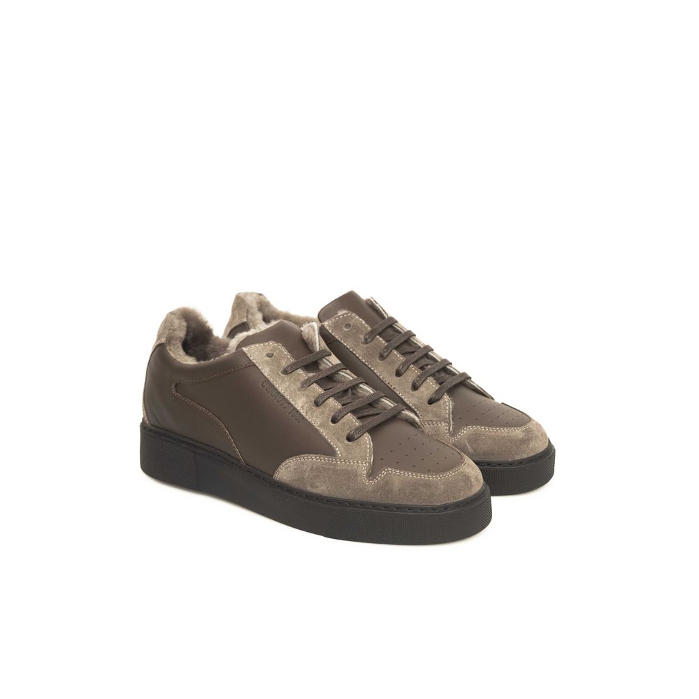 Zapatillas de piel beige para hombre