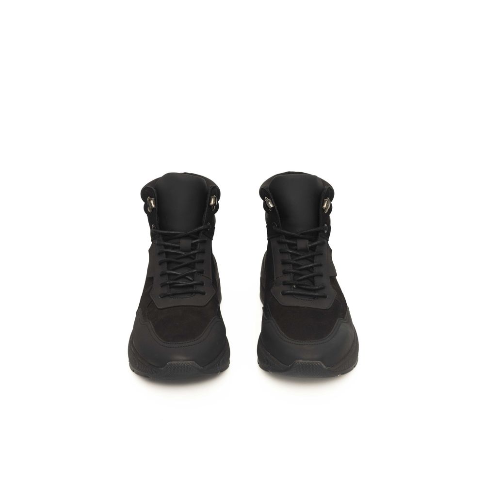 Zapatillas de cuero negro para hombre