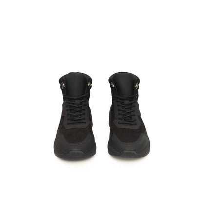 Zapatillas de cuero negro para hombre