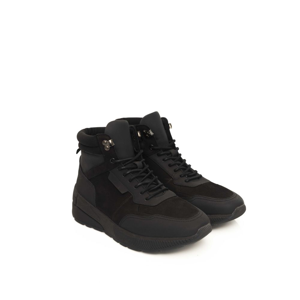 Zapatillas de cuero negro para hombre