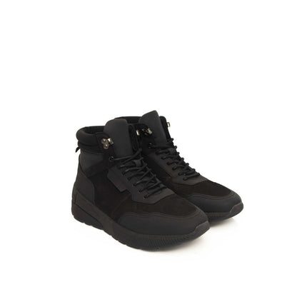 Zapatillas de cuero negro para hombre